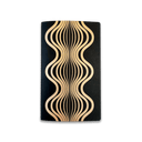 A black notebook with a gold-screen printed wavy pattern design on the cover.