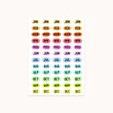 Colorful month labels on a white background