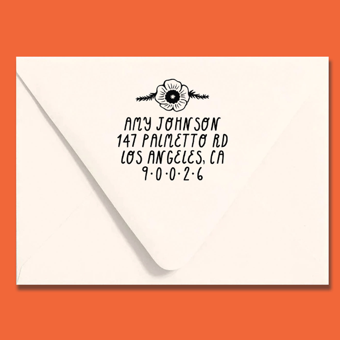 Poppy Flower Return Address Stamp