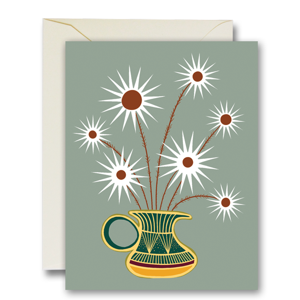 Friendly Flowers Gray Card