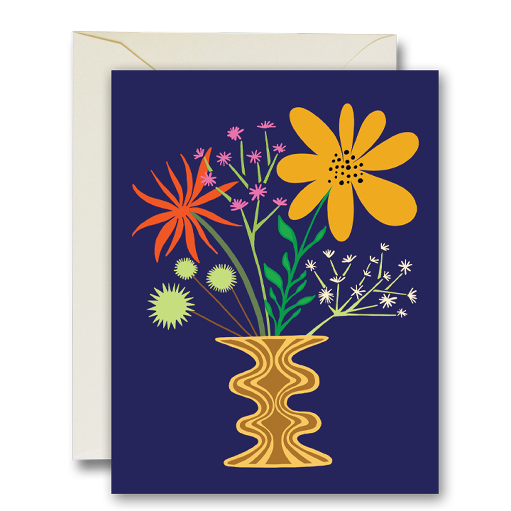 Friendly Flowers Navy Card